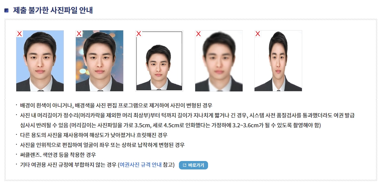 제출 불가한 여권사진