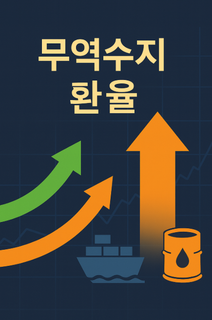 무역수지 변화가 환율에 영향을 주는 과정을 설명하는 그래픽