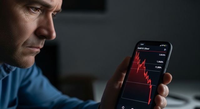 금&middot;은 폭락으로 레버리지 투자 대응을 고민하는 개인 투자자 모습