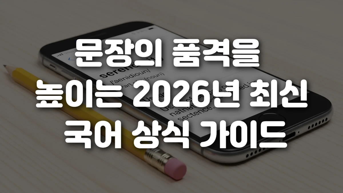 문장의 품격을 높이는 2026년 최신 국어 상식 가이드