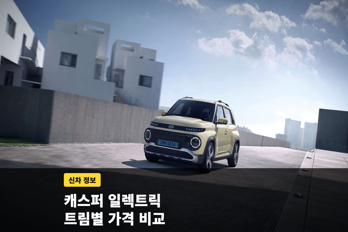 도심 도로를 달리는 연노랑색 캐스퍼 일렉트릭 앞모습