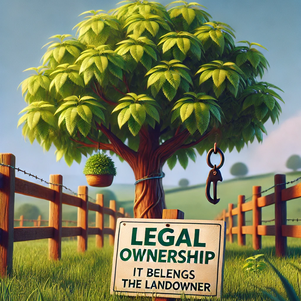 남의 땅에 심어진 나무 소유자는 토지 소유자의 재산으로 간주