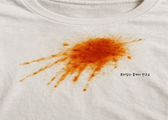 흰 옷에 묻은 김치 국물 사진