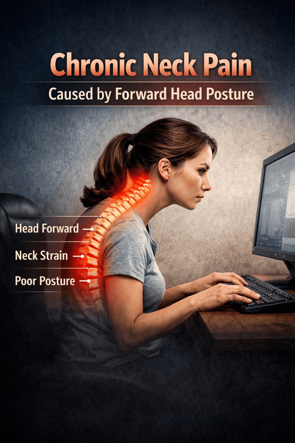Chronic neck pain caused by forward head posture image