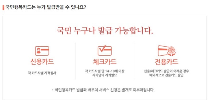 국민행복카드종류
