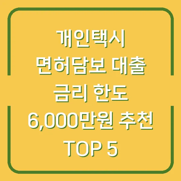 개인택시 면허담보 대출 금리 한도 6,000만원 추천 TOP 5