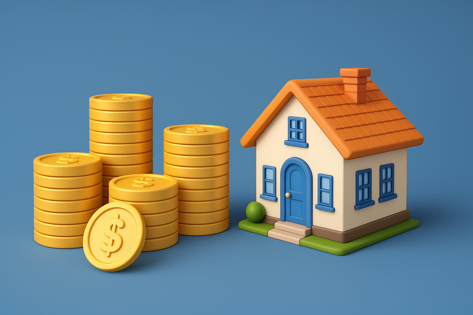 주택과 재테크를 상징하는 화폐를 형상화 한 그림