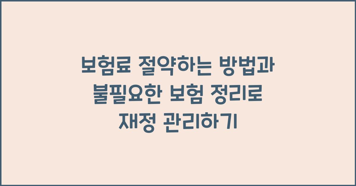 보험료 절약하는 방법과 불필요한 보험 정리
