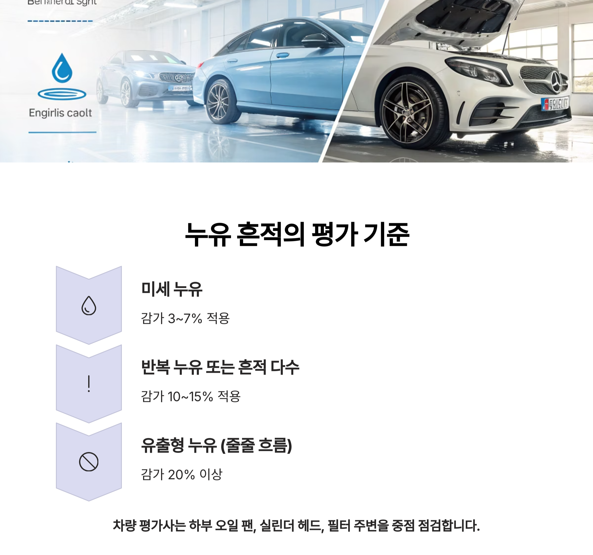 누유 흔적의 평가 기준