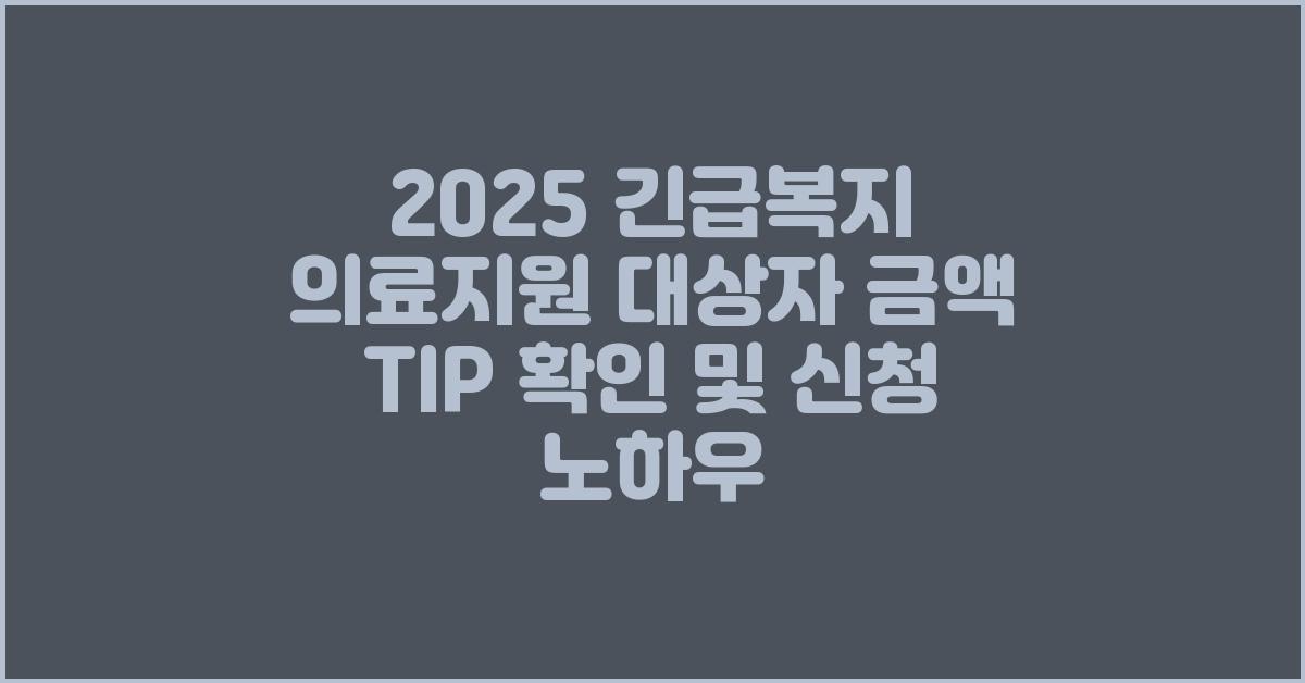 2025 긴급복지 의료지원 대상자 금액 TIP