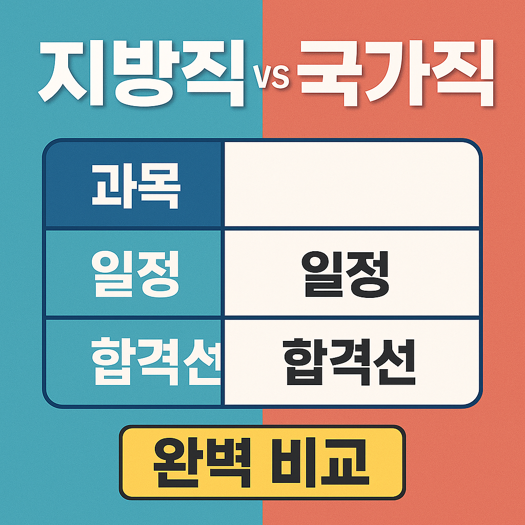 지방직과 국가직 공무원 시험의 과목, 일정, 합격선을 비교한 완벽 비교 썸네일 이미지