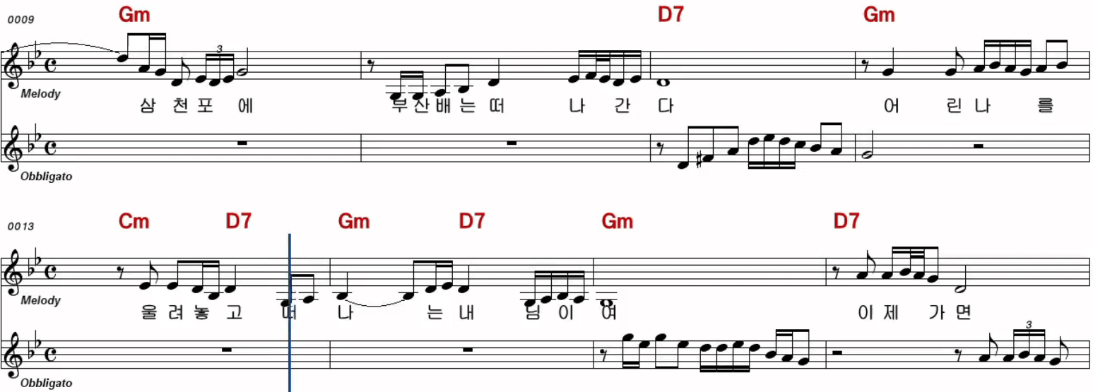 은방울 자매 삼천포 아가씨 악보