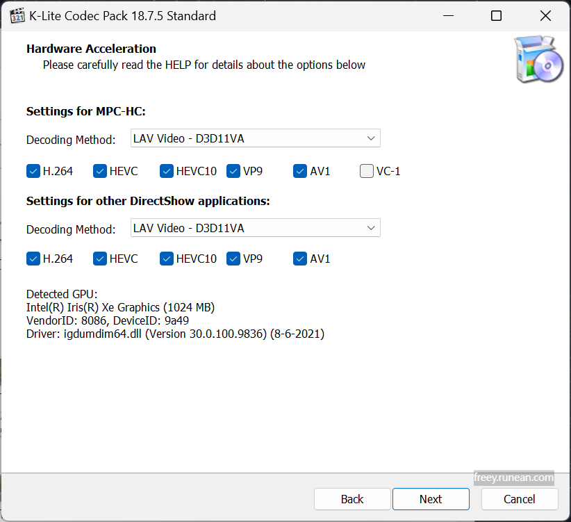 케이-라이트 코덱(K-Lite Codecs) 설치 화면