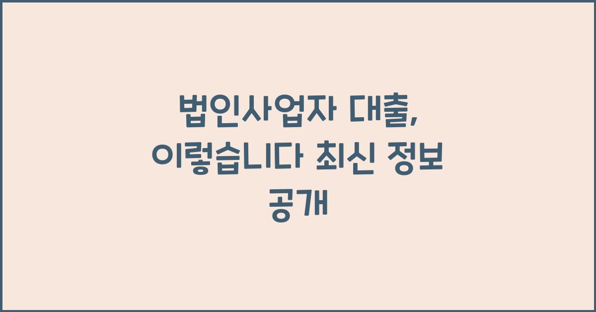 법인사업자 대출