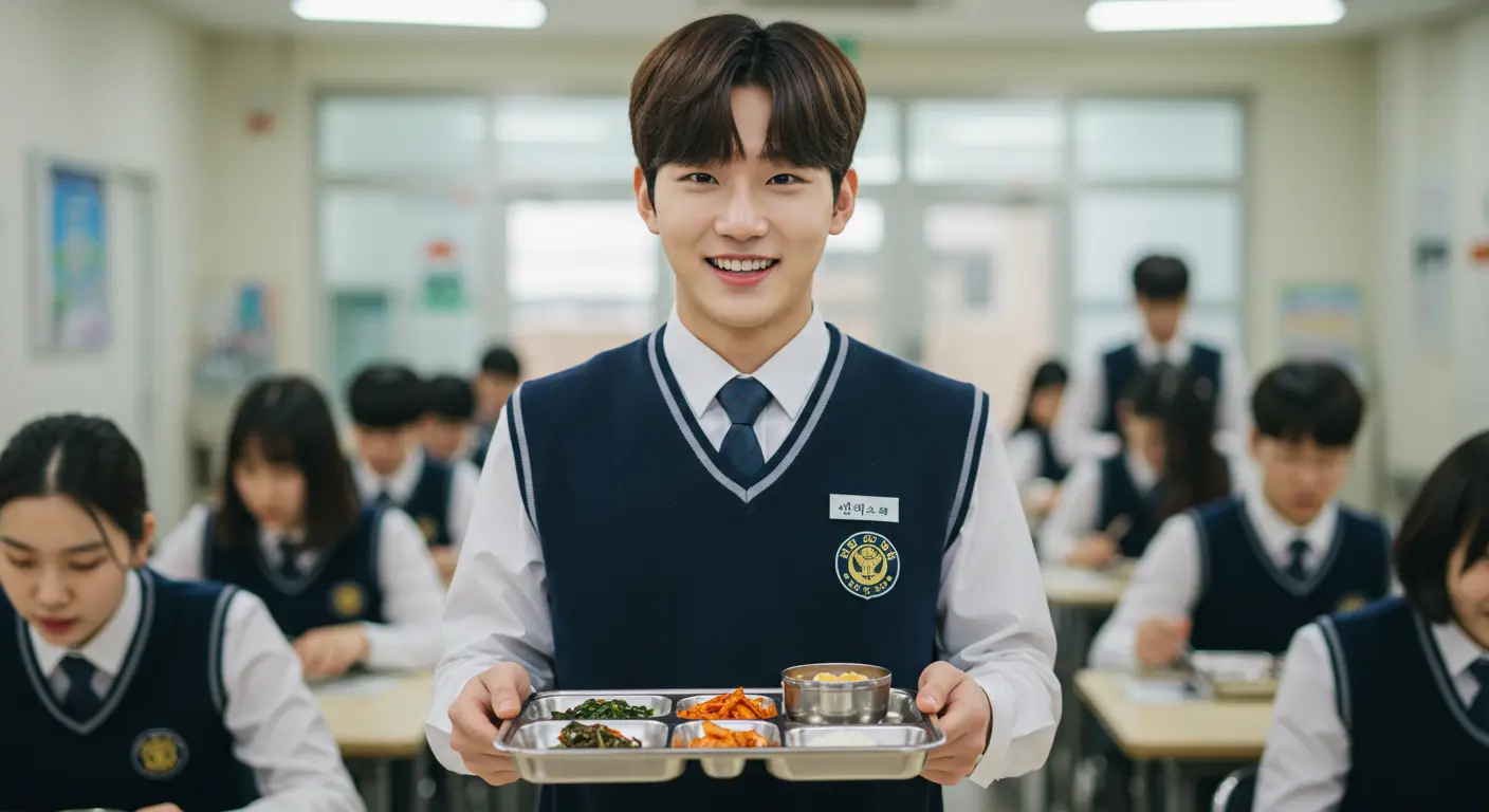 급식비 지원을 받아 식사하는 학생 이미지