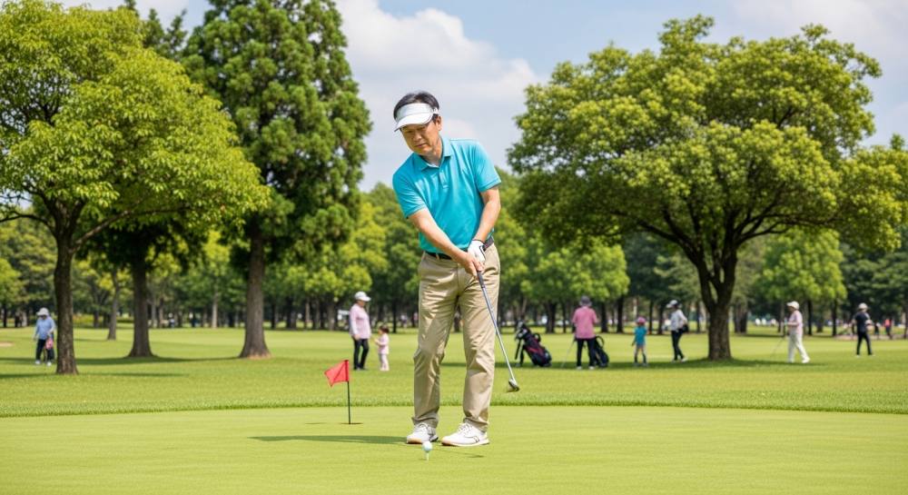 파크골프 모여서 하는 사진