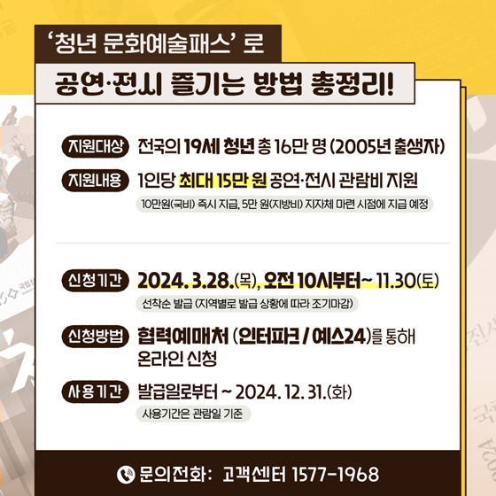 청년 문화예술패스 신청방법과 신청대상