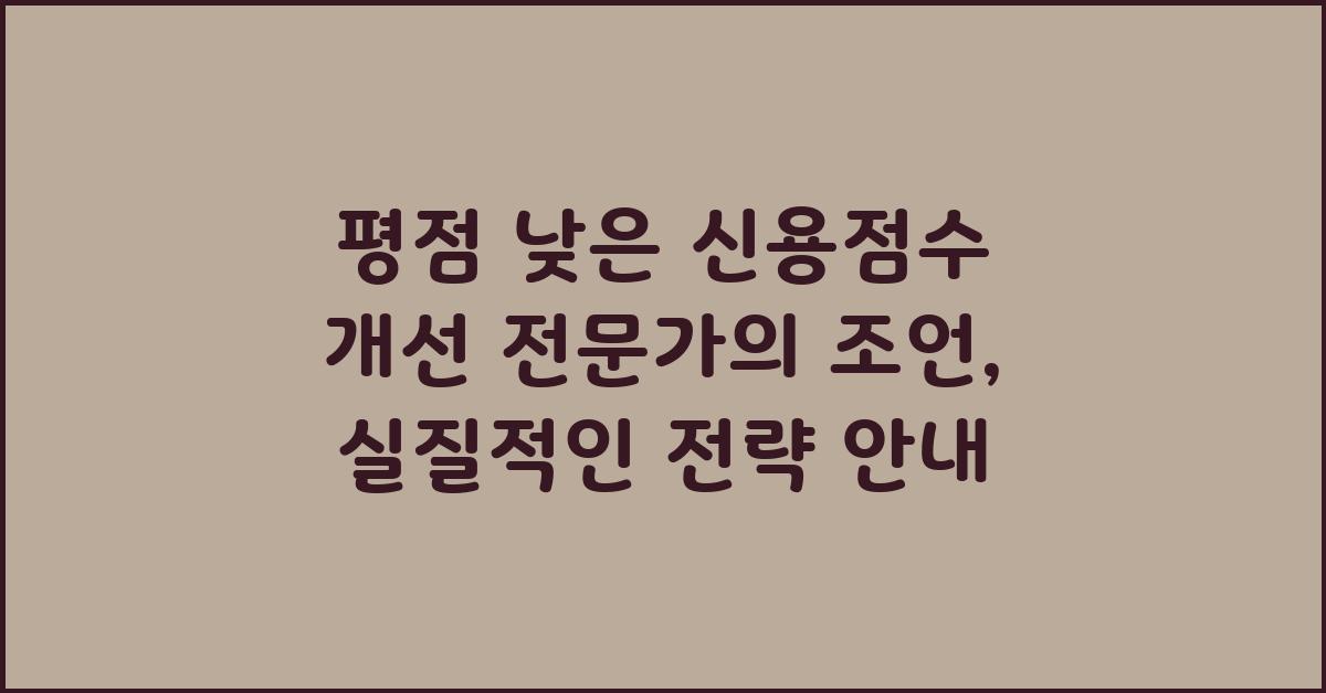 평점 낮은 신용점수 개선 전문가의 조언