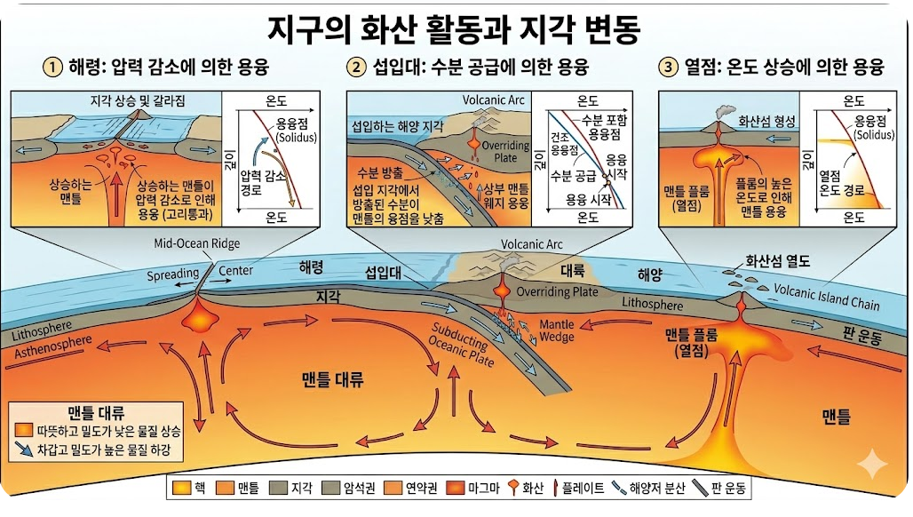암석 순환 과정 도식 화성암 퇴적암 변성암 상호 변환