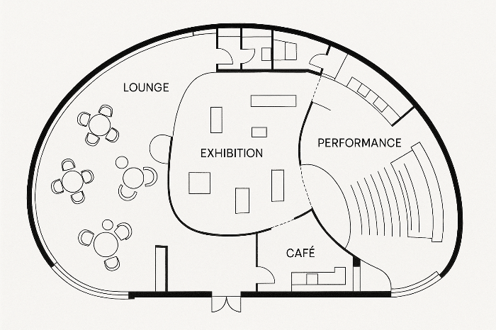 복합문화공간의 곡선형 동선 구조
