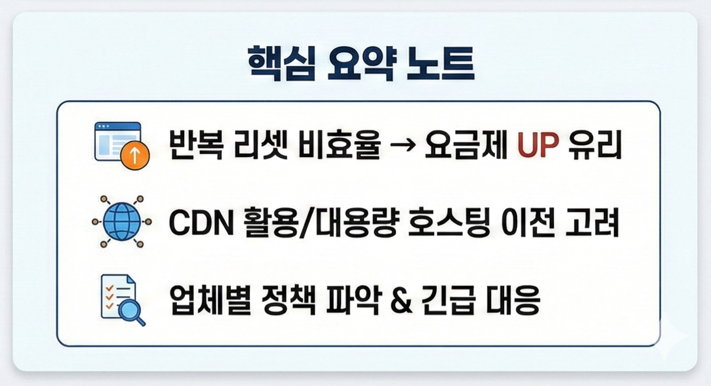 트래픽 초과 리셋 비용