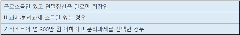 종합소득세 신고 의무가 없는 경우