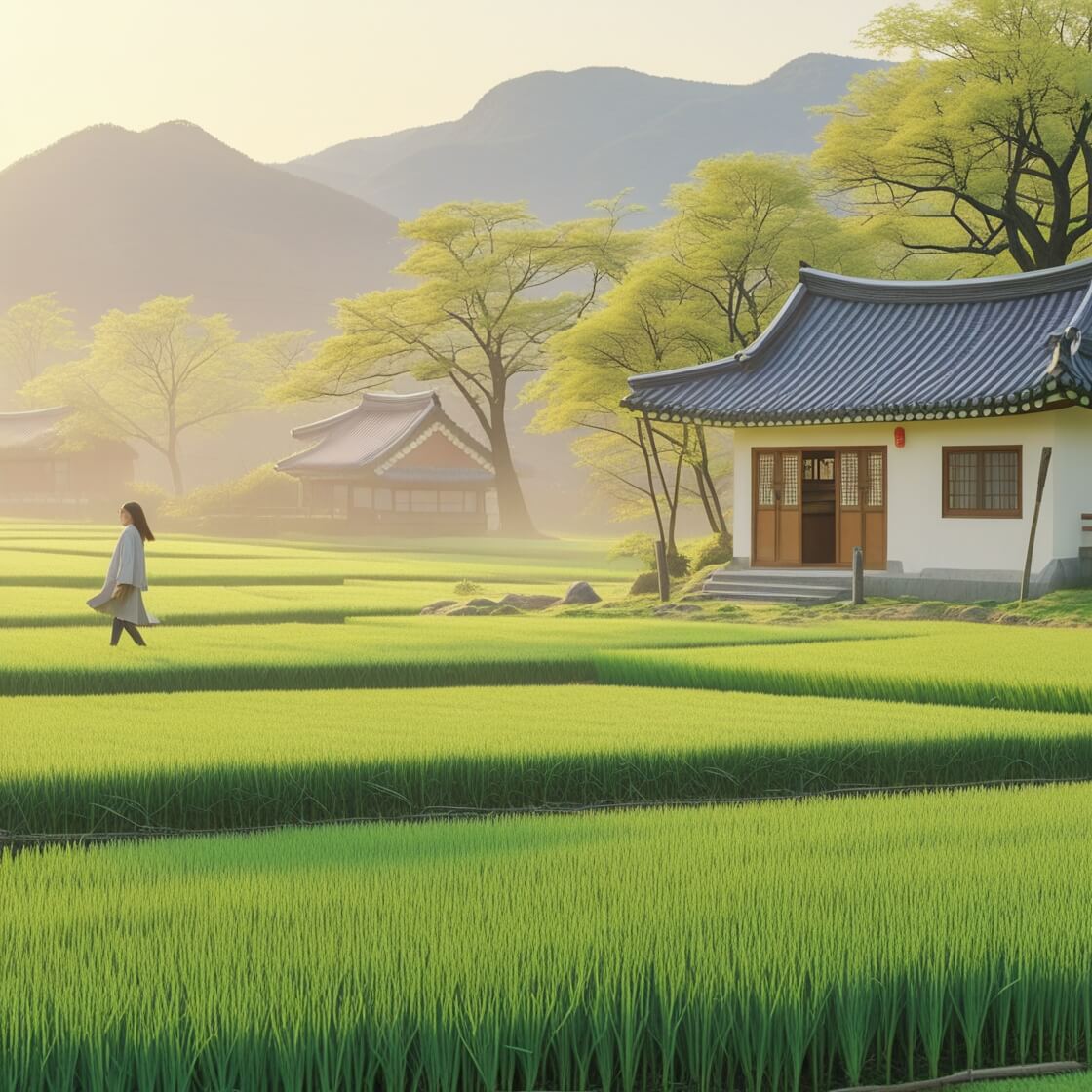 여유로운 시간을 보내며 산책하는 여성