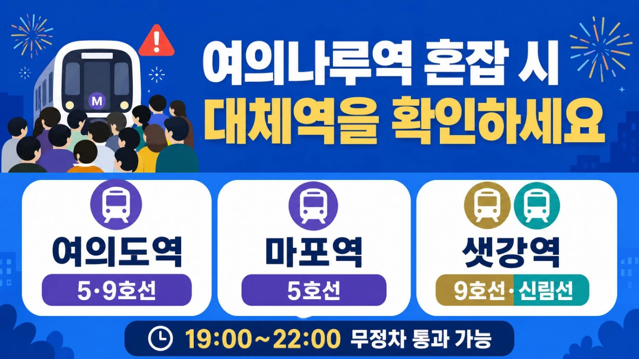울세계불꽃축제 여의나루역 혼잡 시 여의도역 마포역 샛강역 대체 이용 안내