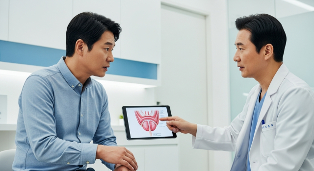 전립선염 증상, 비뇨의학과 상담·검사 장면