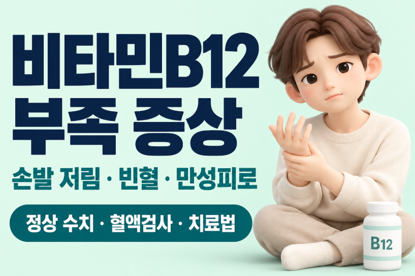 비타민B12 부족 증상 총정리｜손발 저림&middot;빈혈&middot;만성피로&middot;정상 수치&middot;혈액검사&middot;치료법