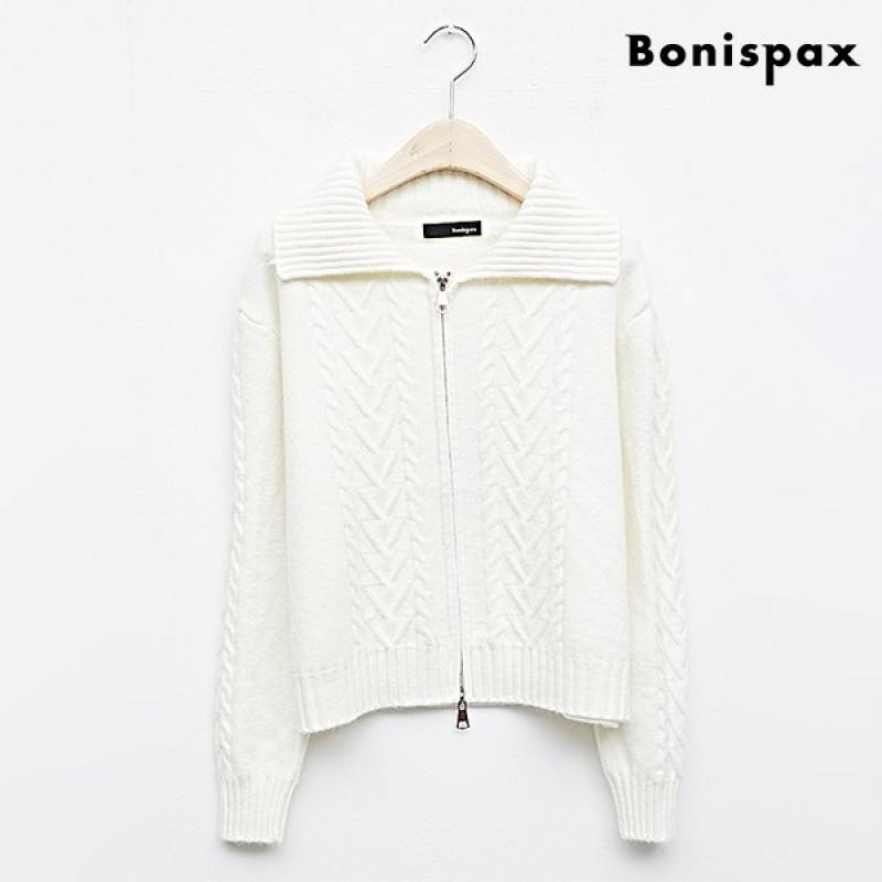 카라 투웨이 집업 꽈배기 니트 가디건 XN4CK013L0