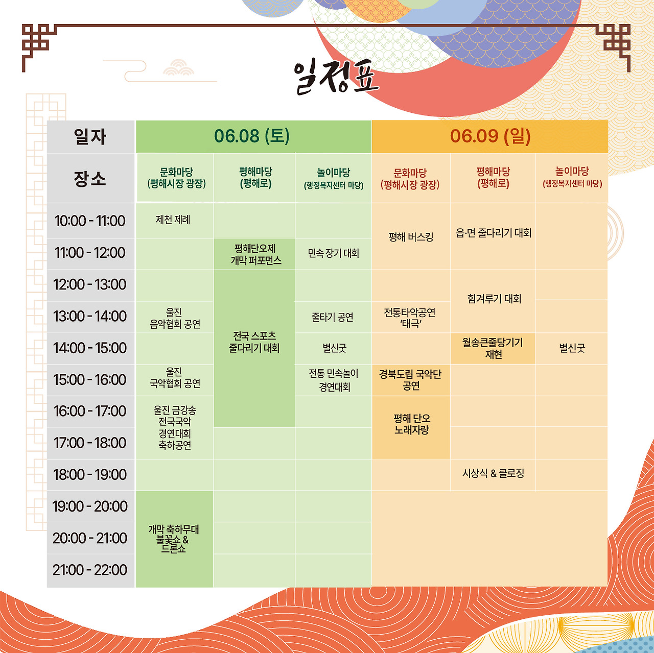 제 38회 평해 단오제 일정표