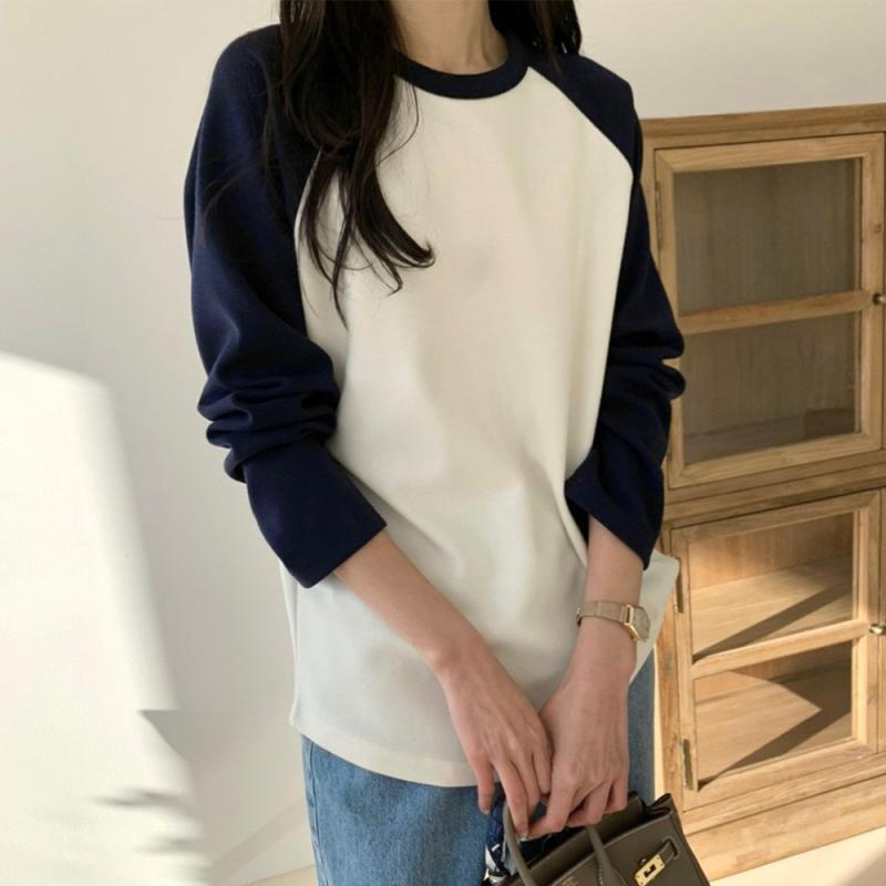 제이클래식 피치 배색 나그랑 티셔츠 분또원단 나그랑 배색티셔츠