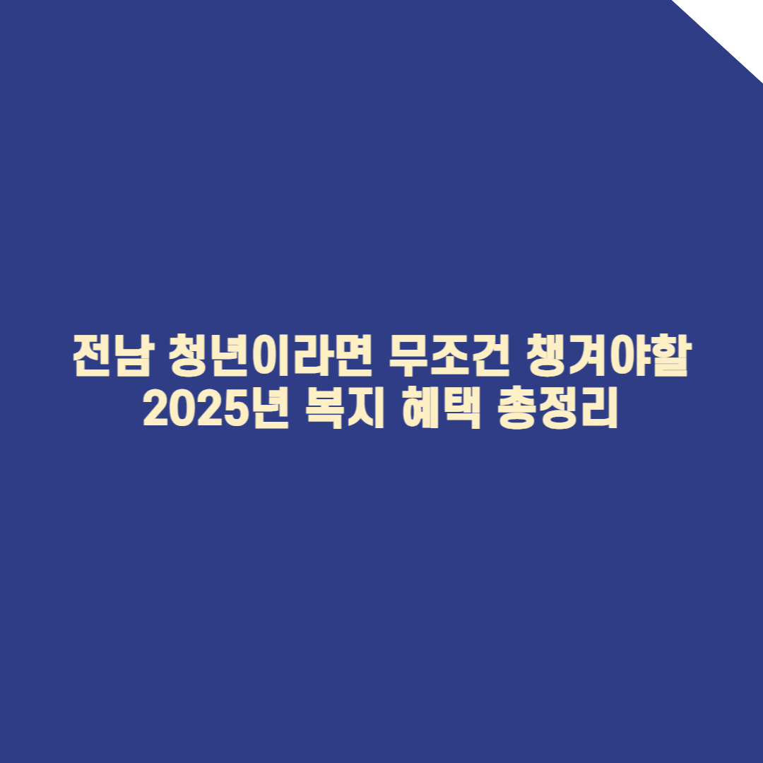 전남 청년이라면 무조건 챙겨야 할 2025년 복지 혜택 총정리!
