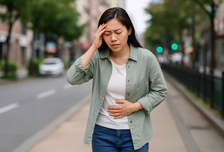 두통을 호소하는 여자
