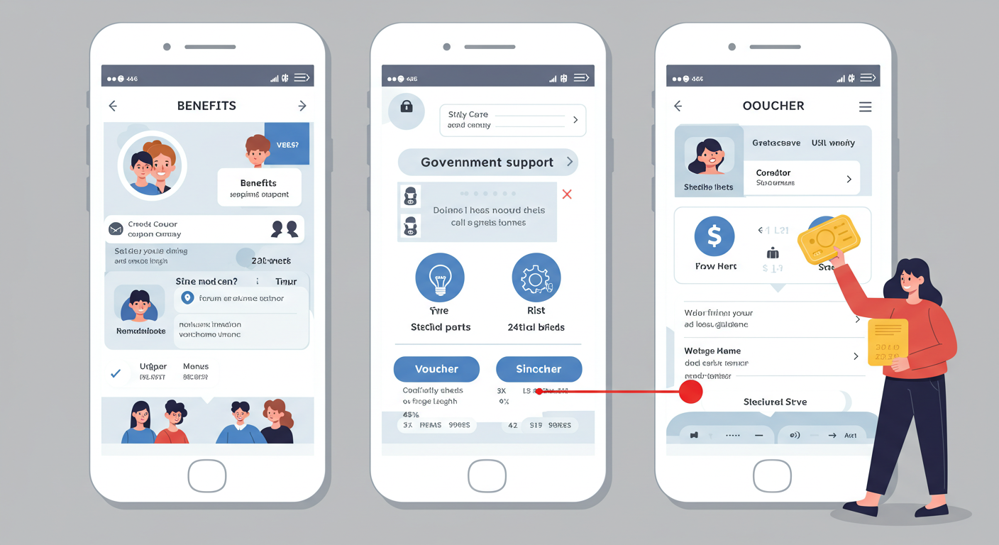 카드사 앱에서 소비쿠폰 잔액을 확인하는 메뉴를 보여주는 일러스트