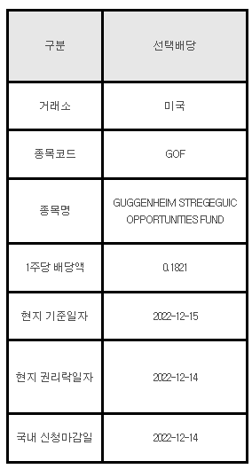 미국주식 선택배당 안내 GOF