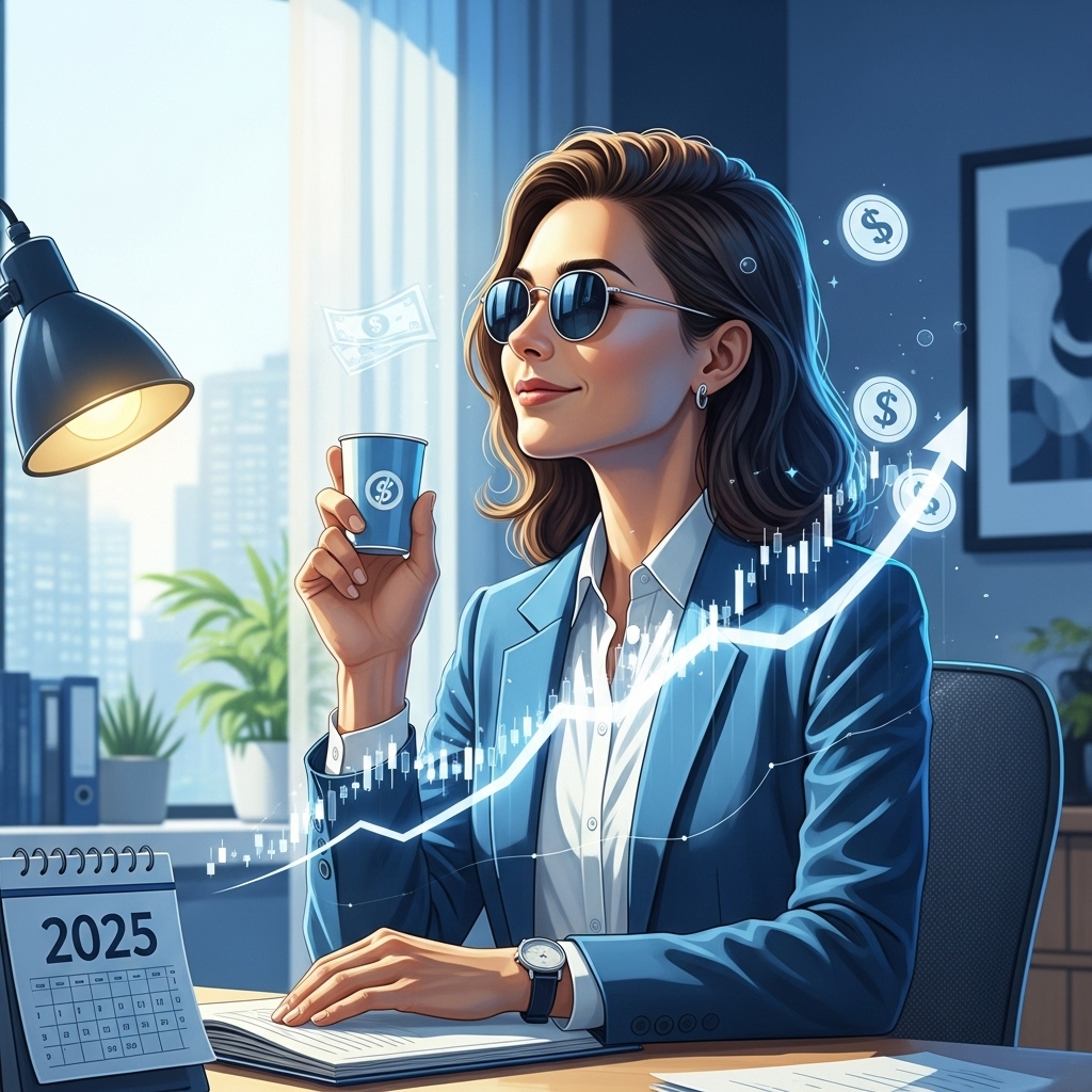 2025년, 40대가 스마트한 은퇴 준비 로드맵을 통해 밝은 미래를 계획하는 모습