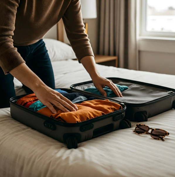 여행 준비하는 모습의 사진