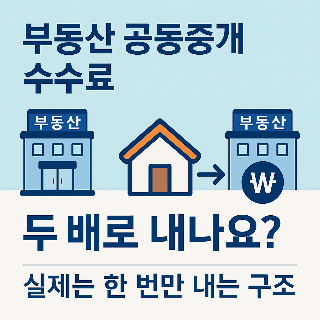 부동산 공동중개 수수료 두 배가 아니라 한 번만 내는 구조를 설명하는 썸네일 이미지