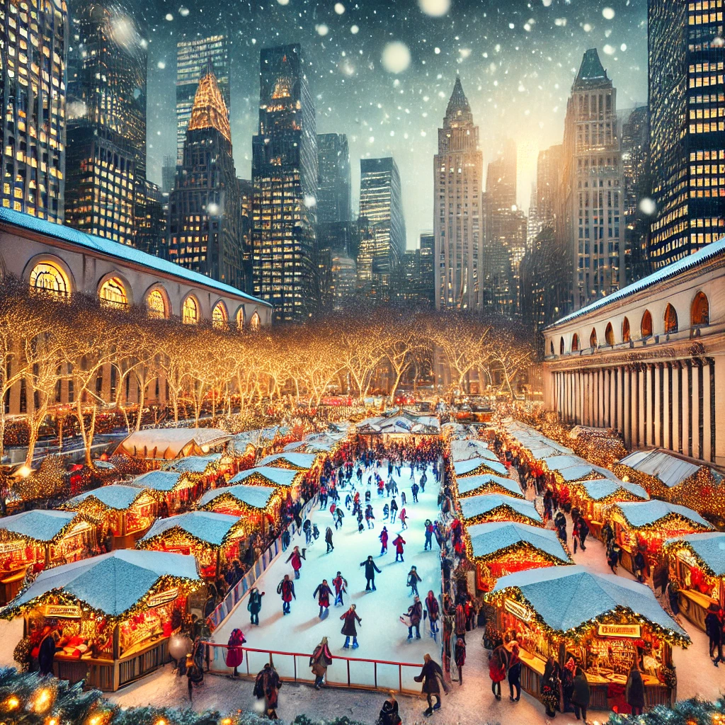 잊지 못할 크리스마스 여행지 Best5 추천 - 3. 미국, 뉴욕 – 화려한 크리스마스의 상징 - 3.4 브라이언트 파크 윈터 빌리지 (Bryant Park Winter Village) 크리스마스 여행