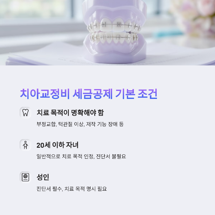 치아교정비 세금공제 가능 기준