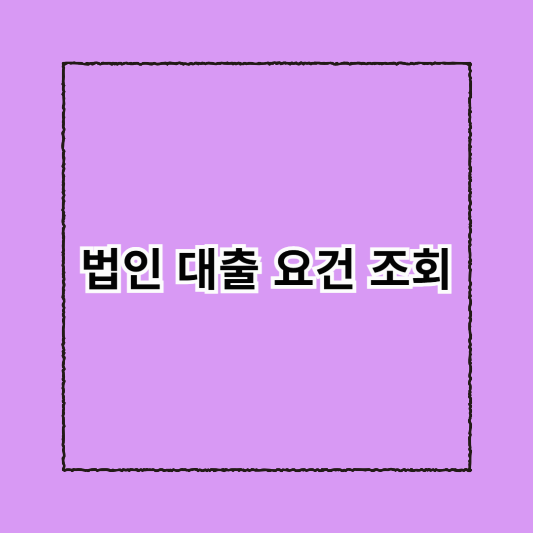 법인 대출 요건 조회