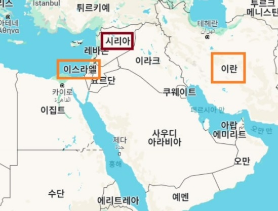 이란 이스라엘 지도