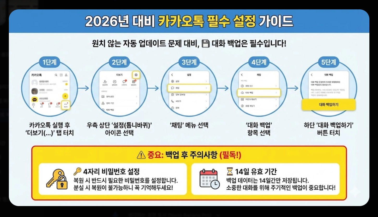 카카오톡 업데이트 복구 2026년 완벽 가이드