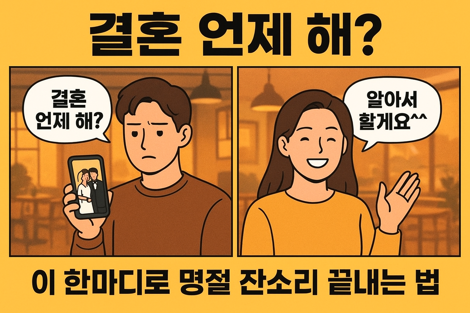 "결혼 언제 해?" 명절 잔소리 완벽 차단! 30대 싱글의 자존감을 지키는 대화법