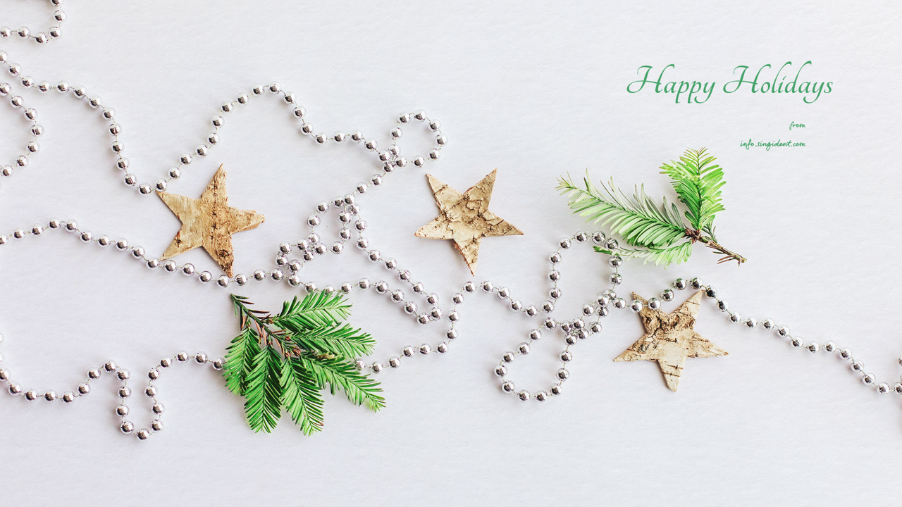 07 소나무 가지와 별장식 C - Happy Holidays 크리스마스배경화면