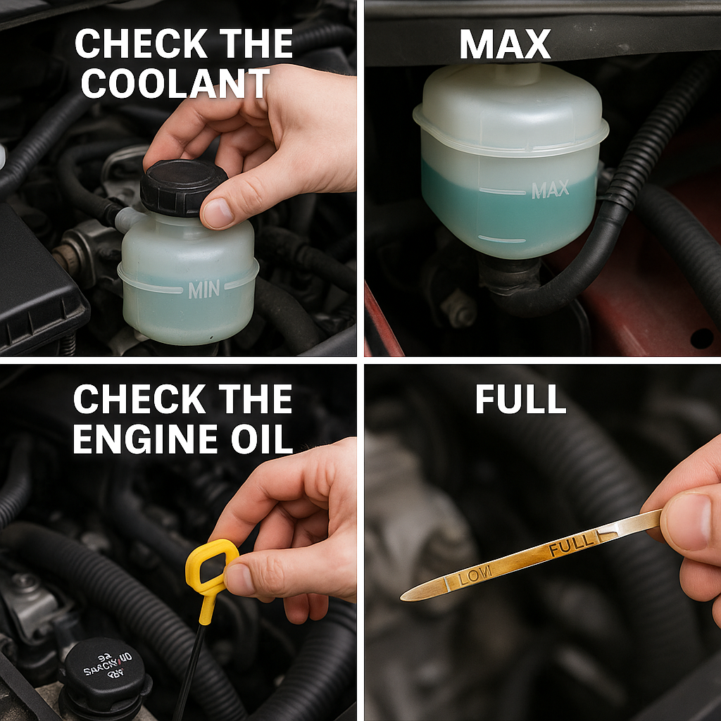 냉각수와 엔진오일 체크