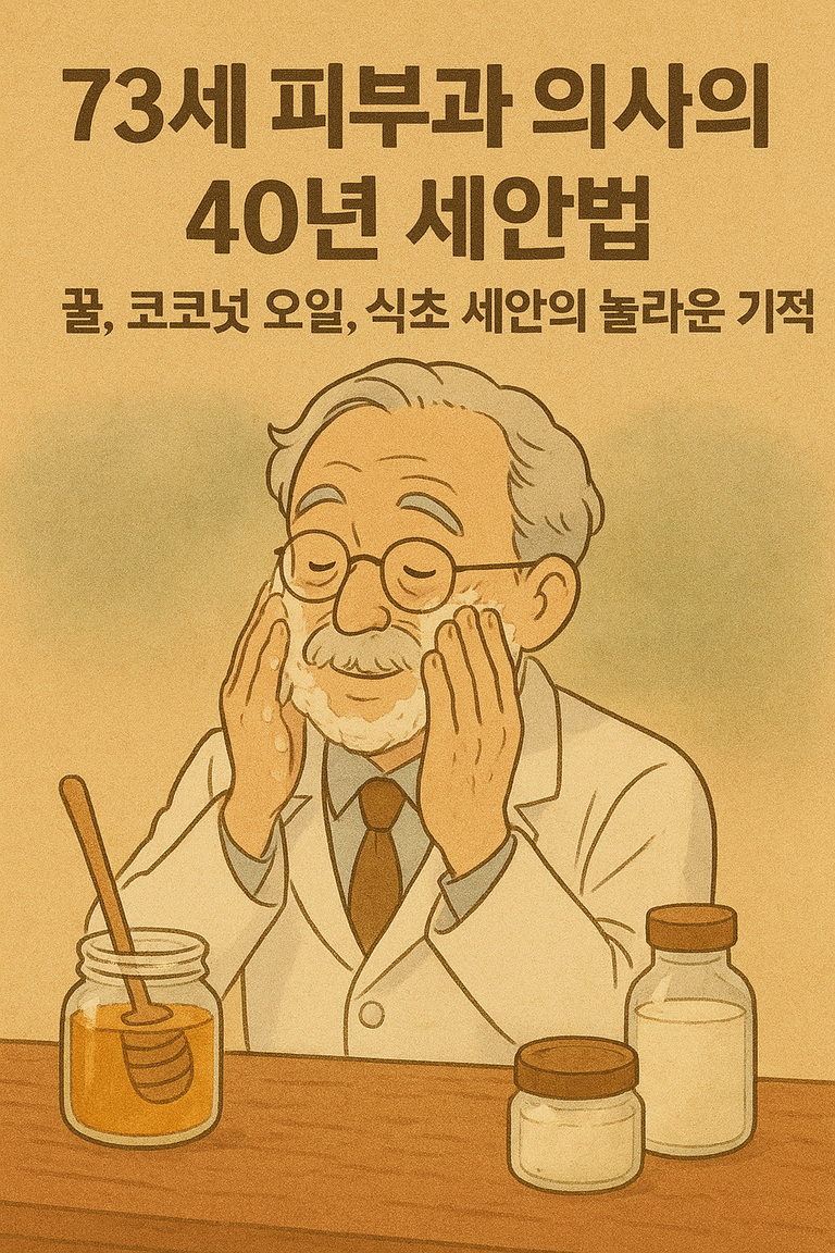 73세 피부과 의사의 40년 세안법:
꿀, 코코넛 오일, 식초 세안의 놀라운 기적