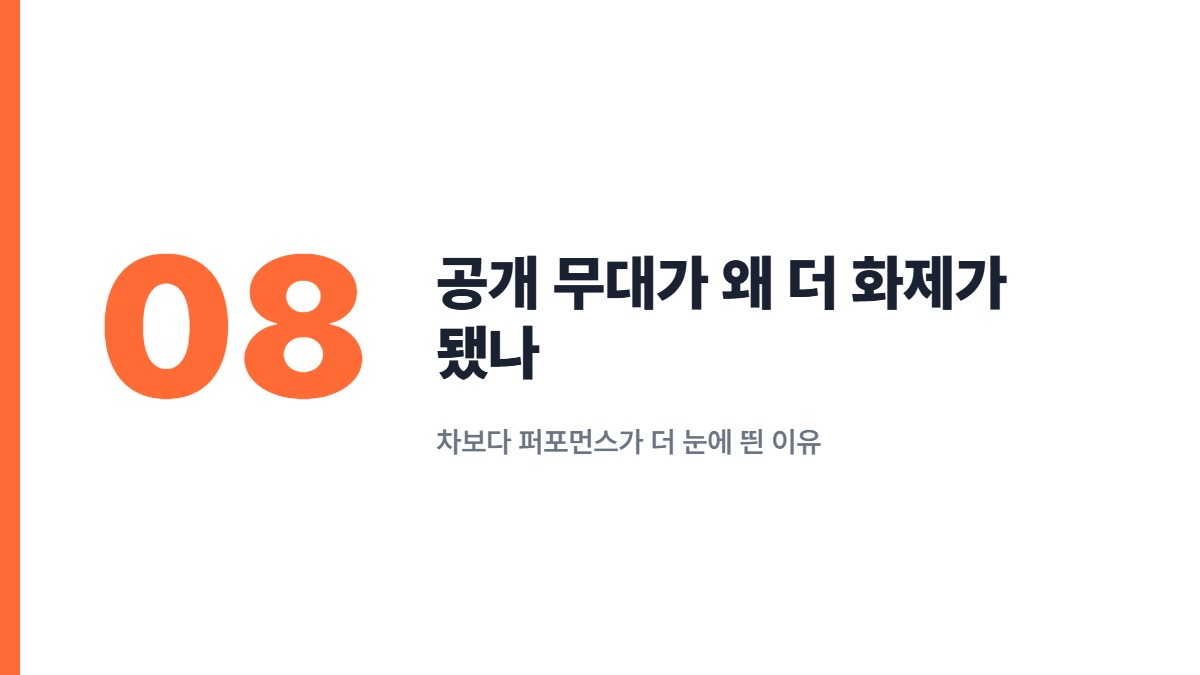 공개 무대가 왜 더 화제가 됐나 &mdash; 차보다 퍼포먼스가 더 눈에 띈 이유